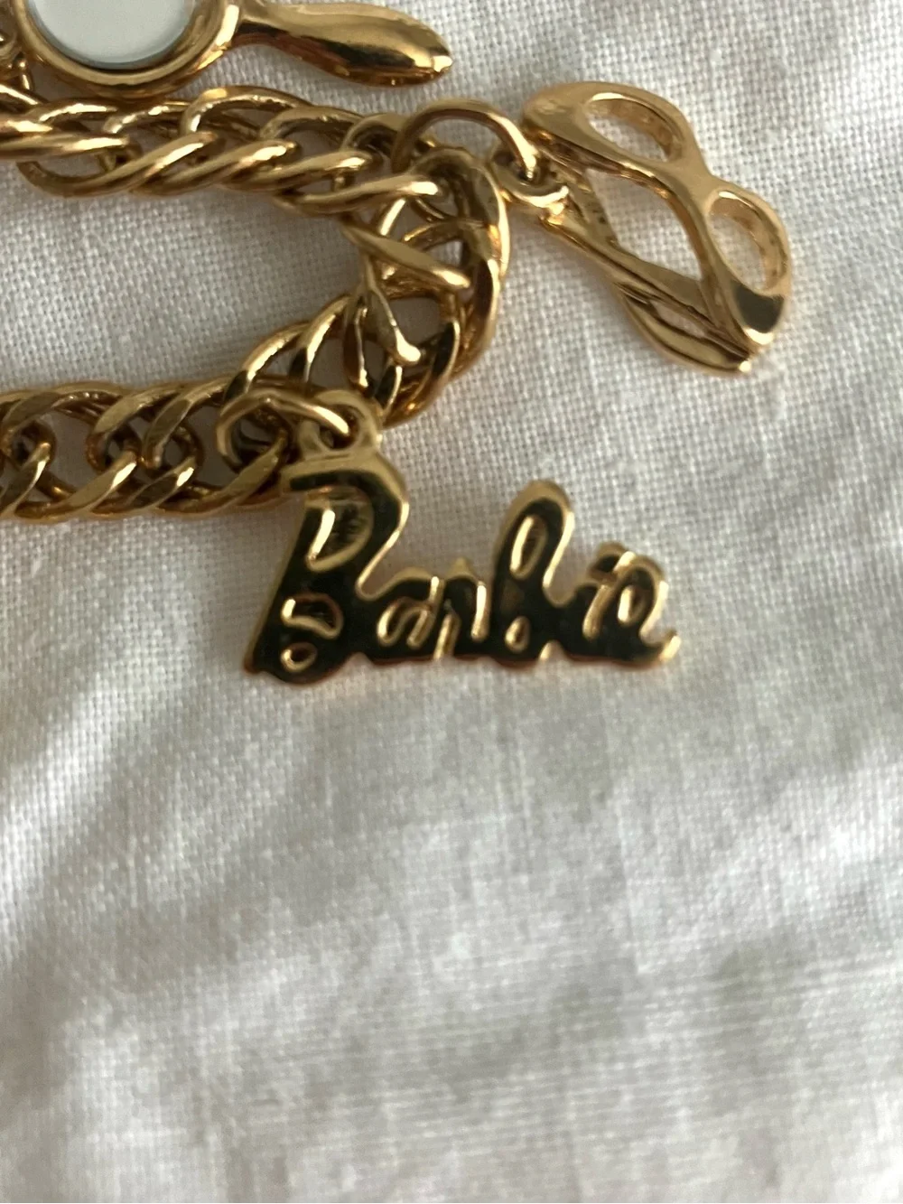Vintage Avon Barbie Gold-tone Whimsical Y2K Nostalgic Barbiecore Charm Bracelet